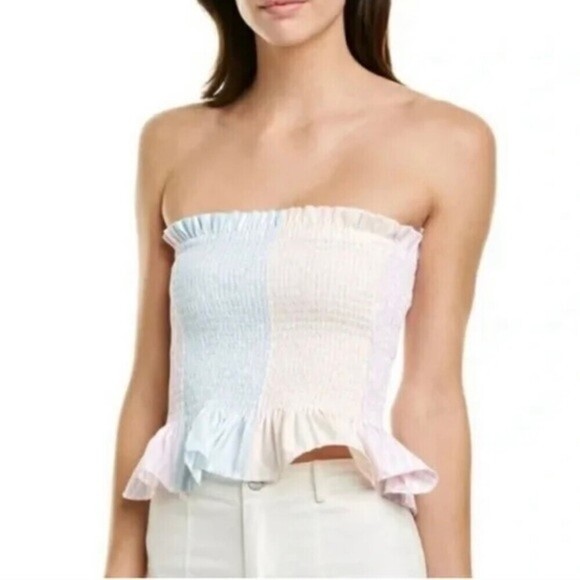 NWT Revolve X Petersyn Marianna Smocked Ruffle Tube Top In Tutti Color SZ XS - Picture 1 of 10